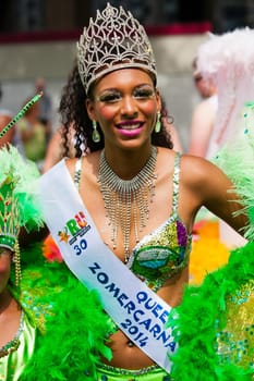 ROTTERDAM, THE NETHERLANDS - JULY 19, 2014, Queen of the Summer Carnival street parade in Rotterdam on July 19 in Rotterdam, The Netherlands.