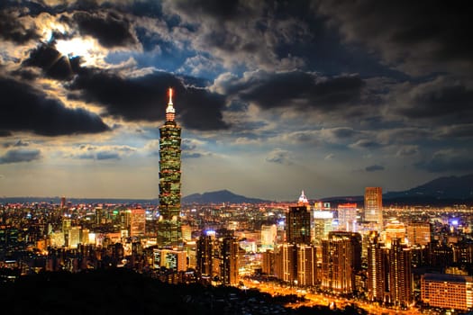 Skyline of Xinyi District in downtown Taipei, Taiwan for adv or others purpose use