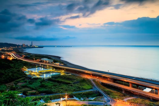 Sunset road on the coast of the west Taiwan for adv or others purpose use