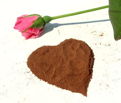 Heart from cinnamon and rose