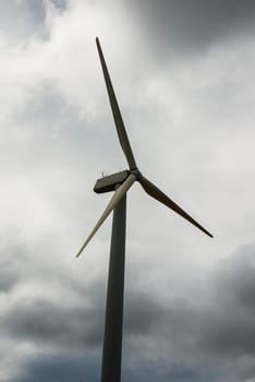 The turbine wind in the field for electricity.