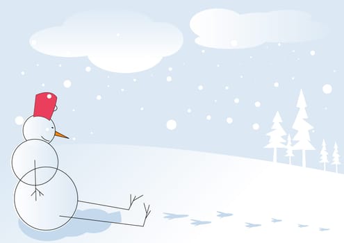 Snowman relaxing after long day