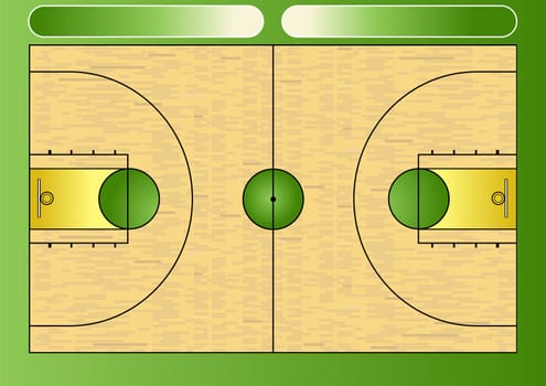 Vector illustration of a basketball court