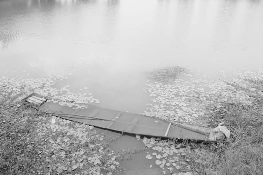 a boat is in the water