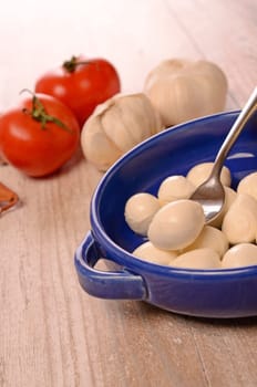 Mozzarella with cooking ingredients