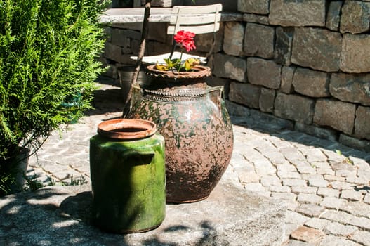 Corner of beautiful home garden details closeup