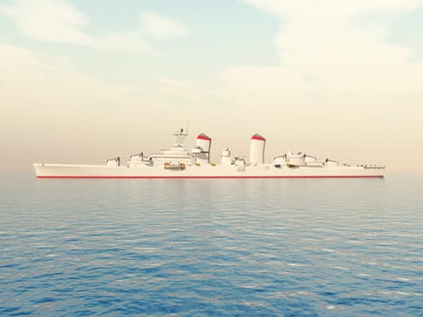 Computer-generated 3D illustration with a warship