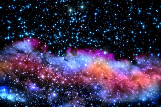 stars shine through the clouds of a new nebula