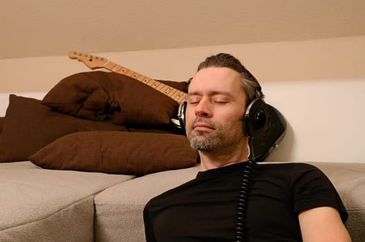 Man is listening music