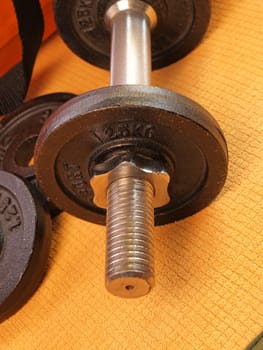 Sports equipment on a Yoga mat
