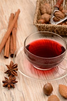 Glass of tea with herbs