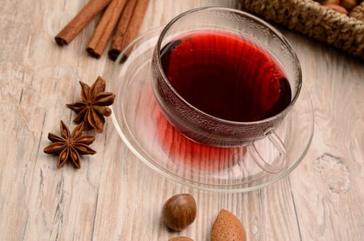 Glass of tea with herbs