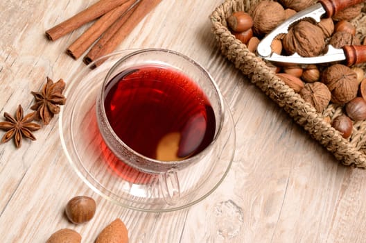 Glass of tea with herbs