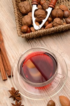 Glass of tea with herbs