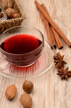Glass of tea with herbs