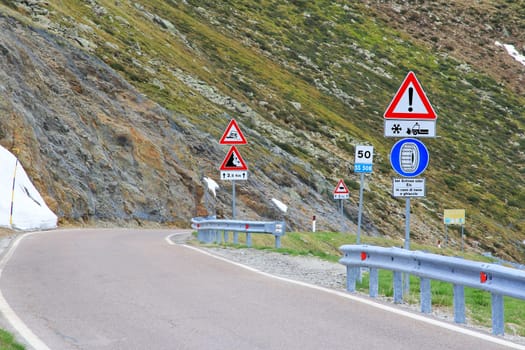 Traffic signs in the mountains