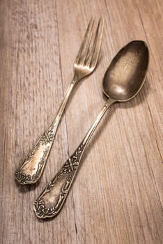 Spoon and fork with Art Nouveau decorations