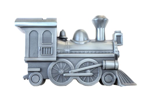 A toy train isolated against a white background