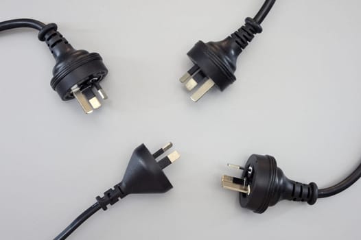 A close up shot of an Australian power cord