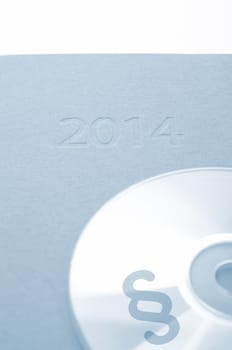 CD with a paragraph icon on a calendar of 2014