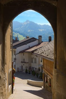 Greyerz View through the city gate