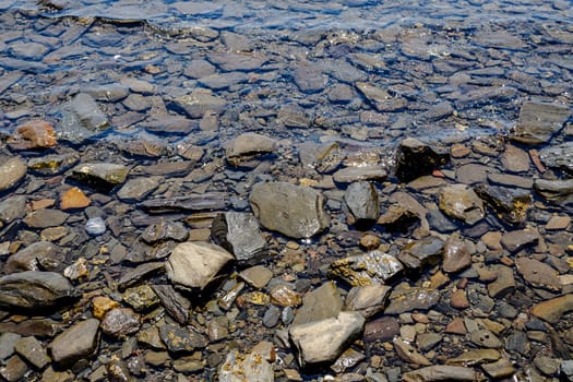detail of stone beaches of the Costa Brava, in Portlligat, Cadaques. Spain