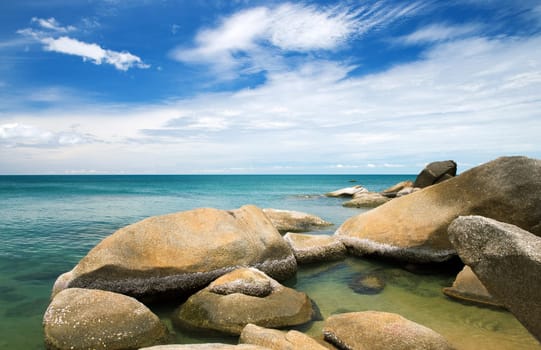 Blue sea and blue sky