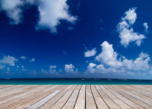 tropical sea under the blue sky