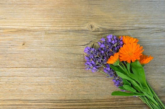 Lavender on wooden board