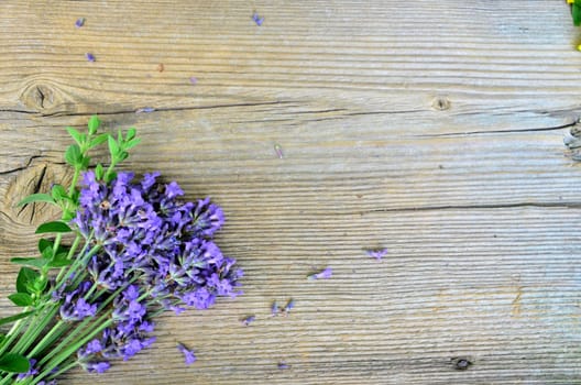 Lavender on wooden board