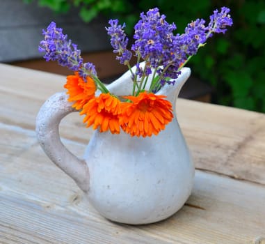 Lavender on wooden board