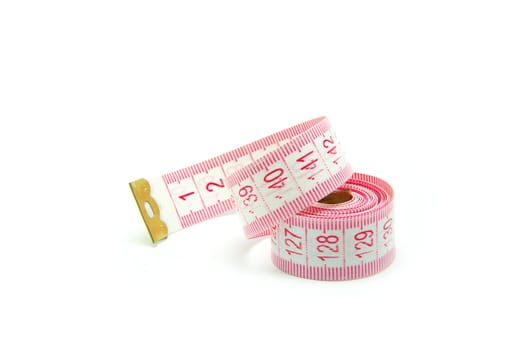 Measuring tape of the tailor on white