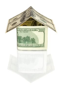 Money house on white background