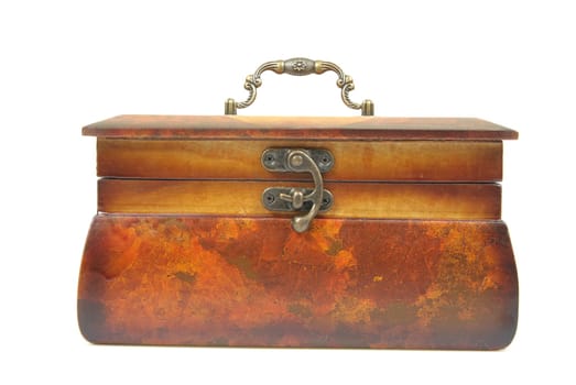 Wooden casket isolated on a white background