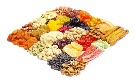 mix dried fruits collection on white