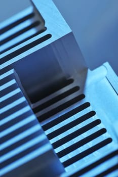 Abstract detailed view of a CNC-milled aluminum heat sink