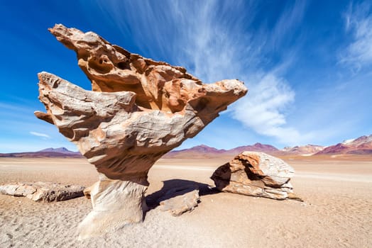 Rock formation in Uyuni, Bolivia known as Arbol de Piedra