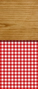 Tablecloth pattern red-white with wooden board