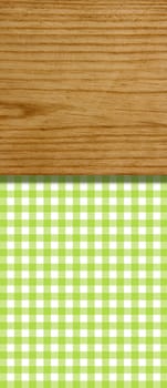 Tablecloth pattern green-white with wooden board