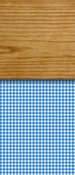 Tablecloth pattern blue-white with wooden board