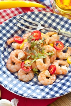 Fried prawns with chilli and fresh crabs