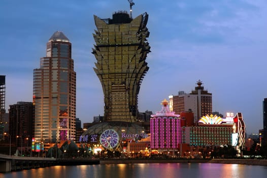 The construction scene of highrise casino building