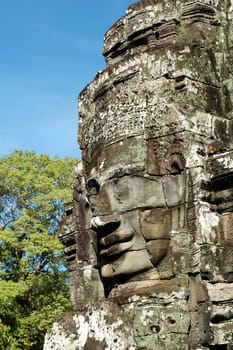 An ancient face of temple in angkor thom