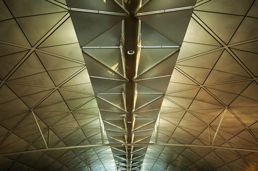 The indoor ceiling architecutre of airport terminal