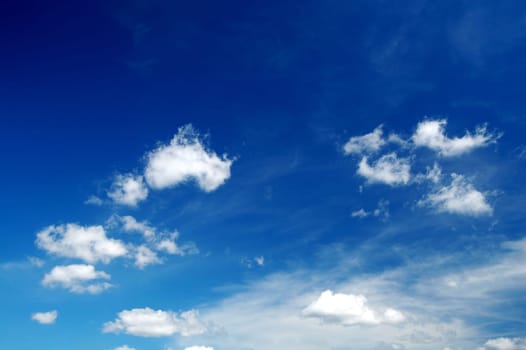 A blue sky background with cotton clouds