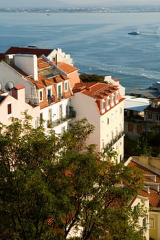An aerial view on residential constructions of european city