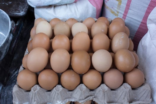 exposed to market eggs in carton container