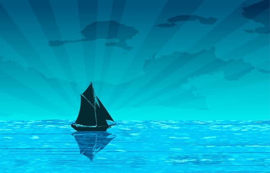 Sailing yacht on the ocean