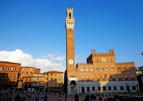Siena square  at dusk, Italy