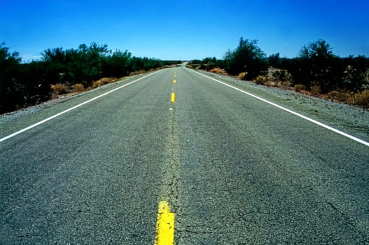 Country two-way road in Arizona